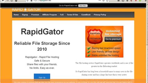 Rapidgator: Registration.